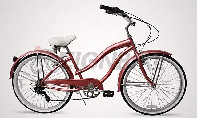 26" Beach Cruiser 7 Speed Shimano Steel Frame Stainless Steel Spokes Fenders