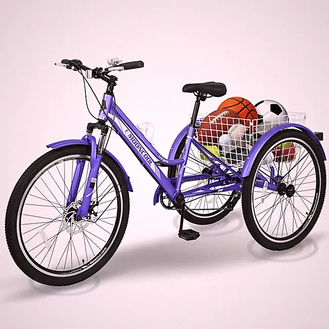 Adult 24"/26" wheel Tricycle Three-Wheel 7-Speed Mountain Trike Bike w/ Basket