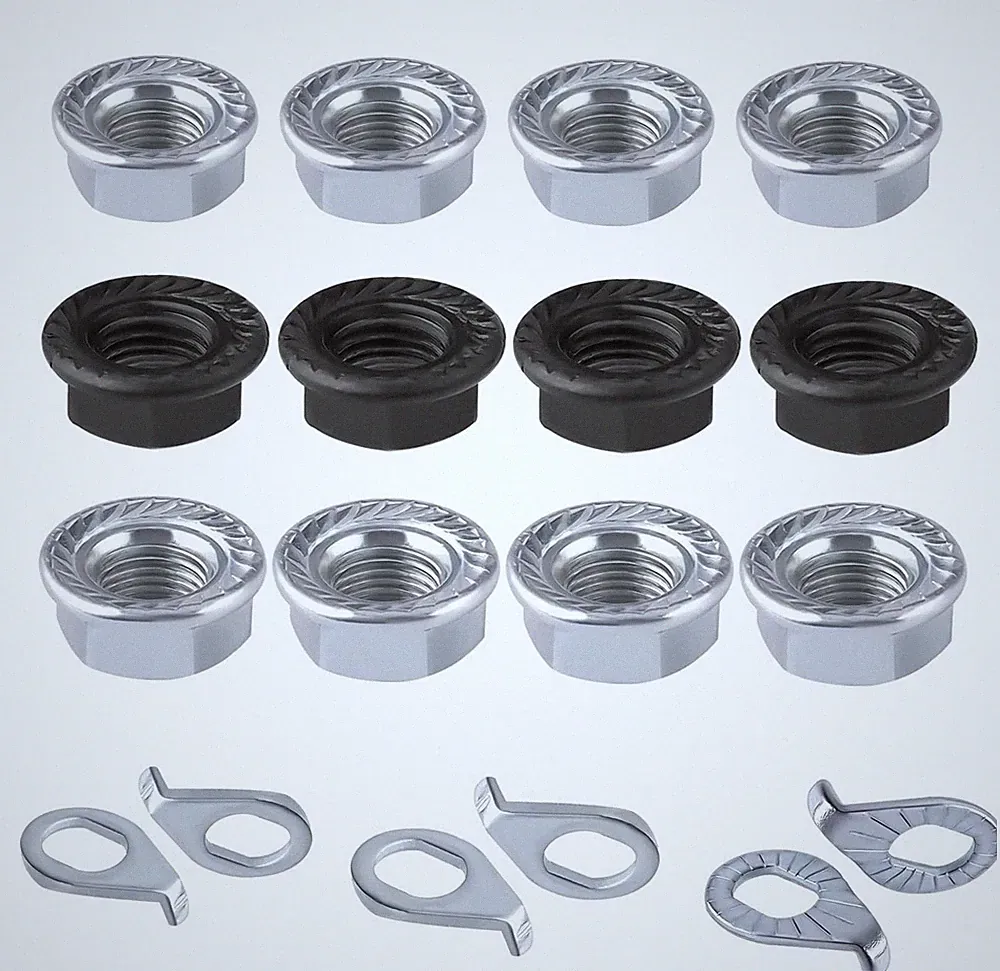Bicycle Wheel Axle Nut and Safety Washer Kit, High Tensile Steel M8/M9.5/M10...