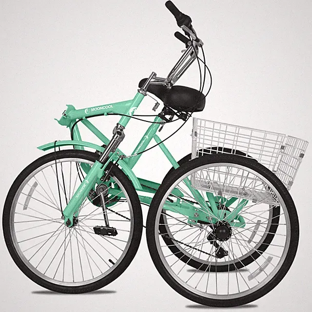 H&ZT Folding Tricycles 7 Speed Fold Trike 24inch 3Wheel Bikes w/shopping Basket