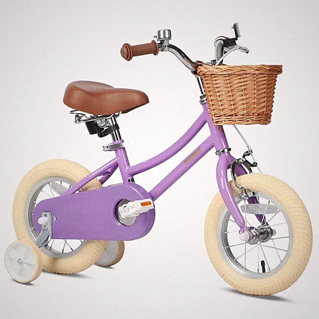 Kids Bike 12 Inch Training Wheels Basket Bell Purple Petimini Toddler Years