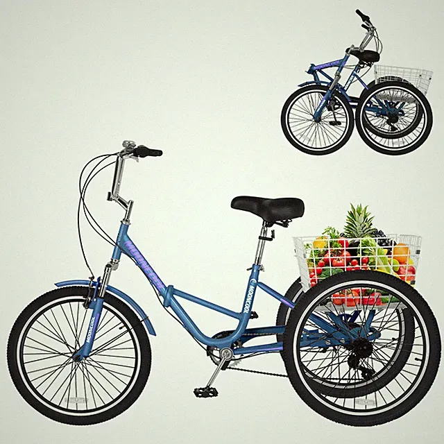 MOONCOOL Folding Tricycles 7 Speed Trikes 20 Inch 3 Wheel Bikes for Youth Adult