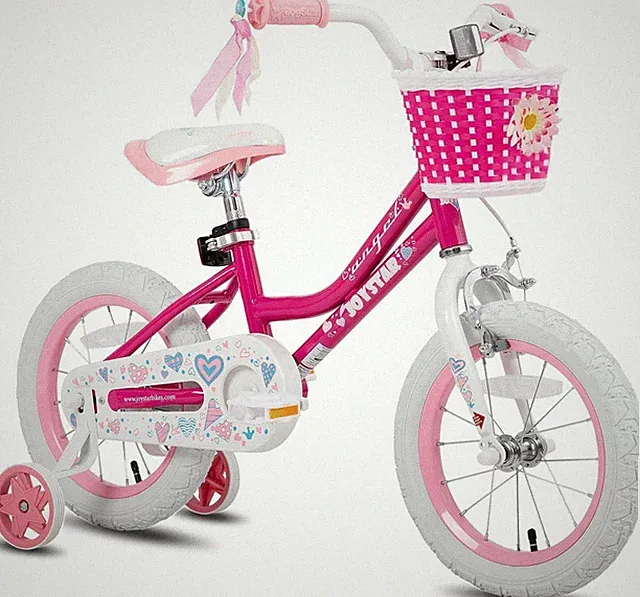 Safe & Fun Angel Girls Bike, 14 Inch with Adjustable Saddle and Training Wheels