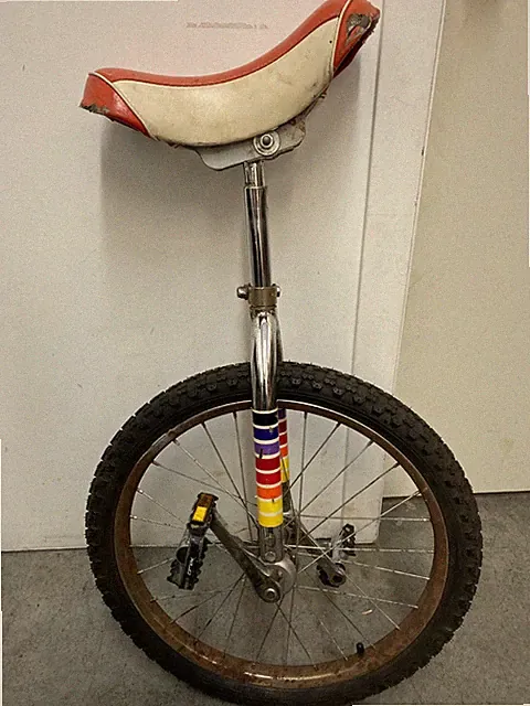 Vintage 20" Unicycle Bicycle w/ Orange Seat – Rusty Wheel & Frame